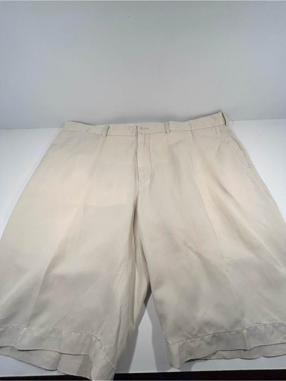 Polo Ralph Lauren Preston Fit Mens 38 Linen Blend Shorts Beige Classic Chino